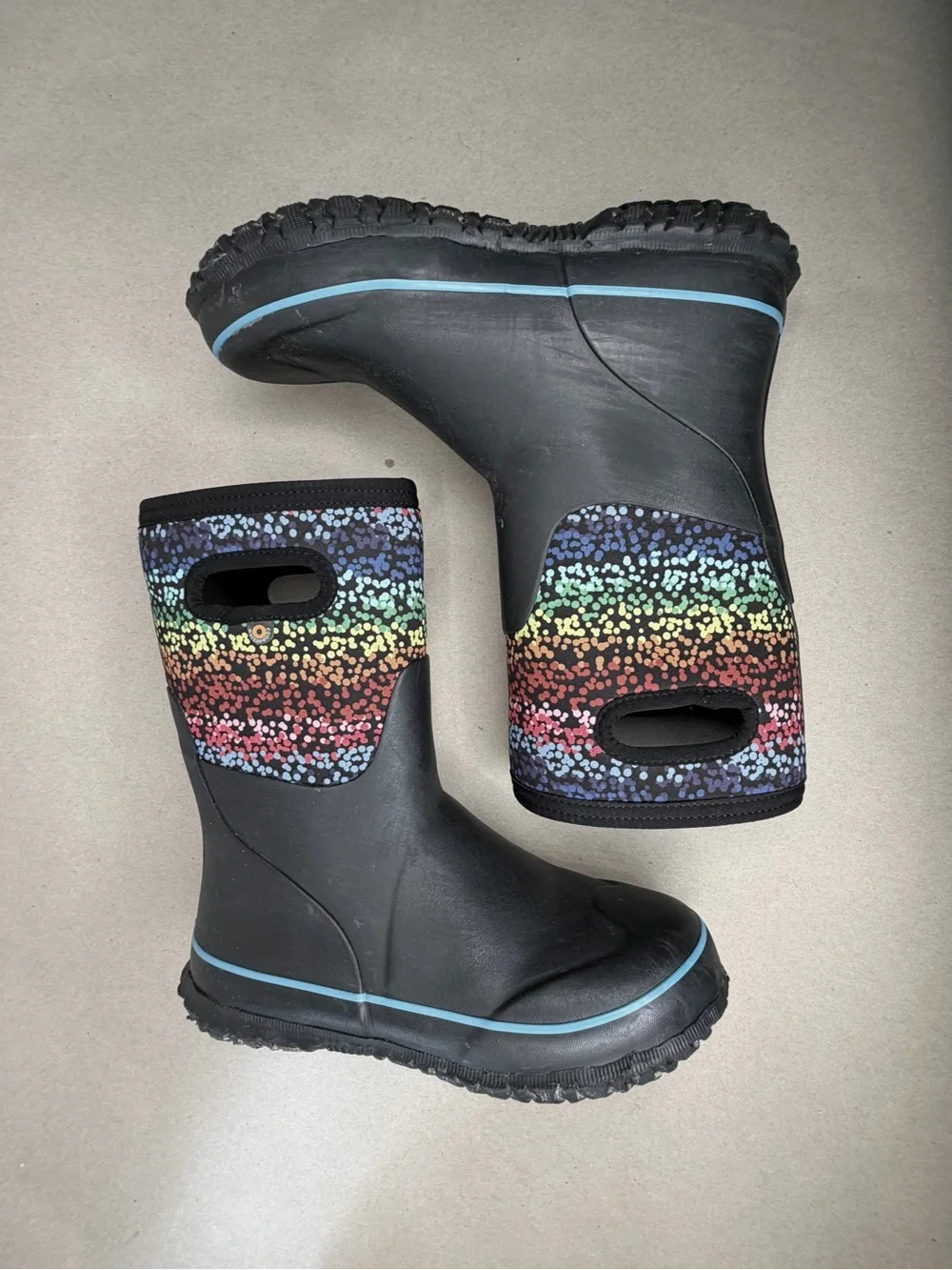 BOGS Grasp Rainbow black tall rubber boot